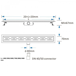 Rigola din inox 70 cm ELEGANT Ermetiq VEN-S707C [2]