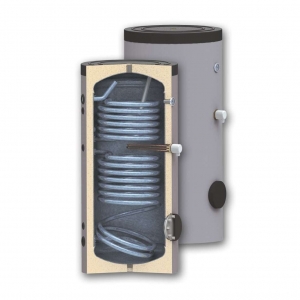 Echipamente de incalzire si producere ACM - Boiler vertical Sunsystem 500 litri, model SON V/S2 500, cu 2 serpentine, rezistenta 7,5 kw, termostat, supapa, manometru