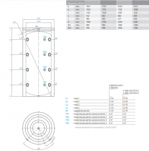 Rezervor de acumulare ACM fara serpentina 1500 litri 3 bar Tesy V 1500 120 F45 P4 C [2]