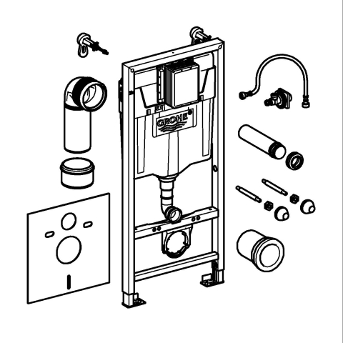 Rezervor WC Grohe Rapid SL, WC, 1, 13 m, cadru, suporti prindere, placa antifonare, fara placa de actionare [2]