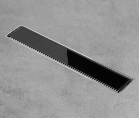 Rigole dus - Rigola de dus cu gratar din inox, sticla neagra si izolatie, 700 x 70 mm, Gehler seria Glasse