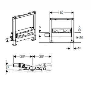 Rigola dus, cu rama de montaj, inaltime 50 cm, Geberit Duofix [1]