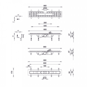 Rigola dus, L=60 cm, gratar slim Chain, Styron STY-CH-60 [1]