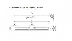 Rigola dus, L=50 cm, gratar din inox Harmony, Styron STY-H-50 [2]