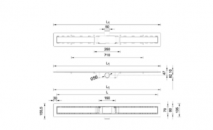 Rigola dus, L=70 cm, gratar din inox Harmony, Styron STY-H-70 [2]