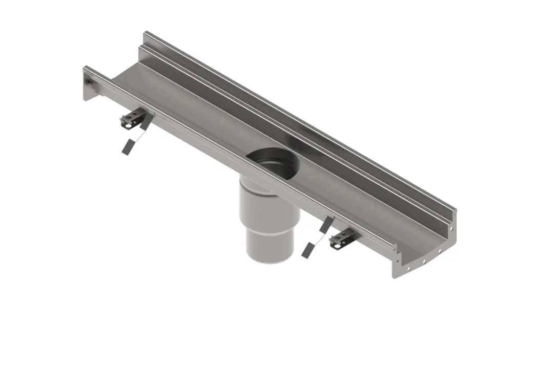 Instalatii de apa si canalizare - Rigola INOX STAINLESS modulara Nr 1 cu DN150 Hext.80 1000x210x80 si iesire verticala centrala DN110 Vodaland gama Drain
