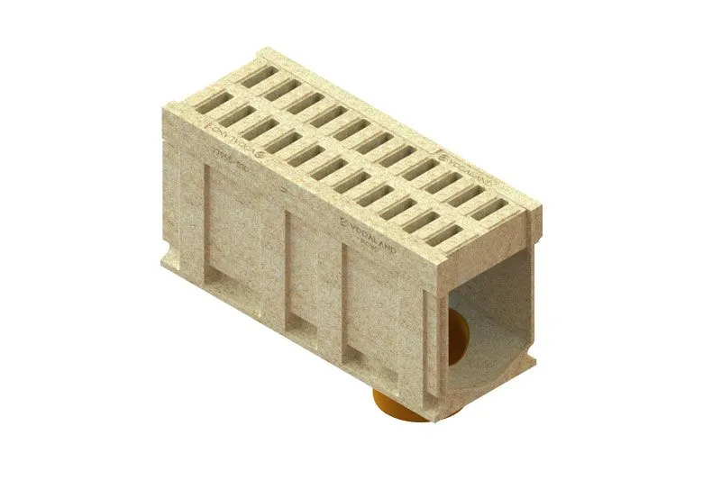 Rigola polimerbeton MONO LN300 Hext.510 E600 cu iesire verticala DN250 1000x385x510 Vodaland gama Drain