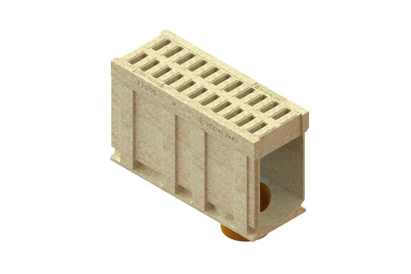 Rigola polimerbeton MONO LN300 Hext.610 cu iesire verticala DN250 clasa Е600 1000x385x610 Vodaland gama Drain