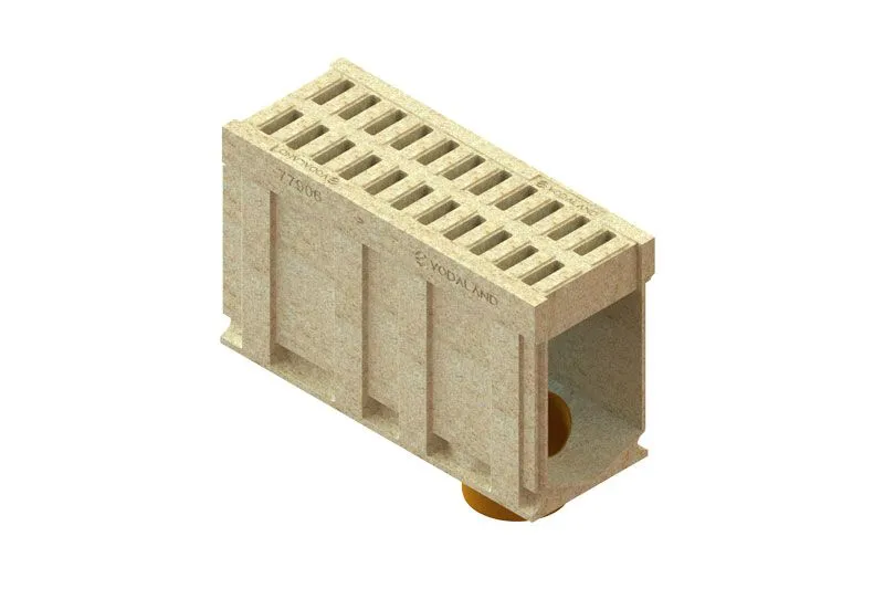 Rigola polimerbeton MONO LN300 Hext.610 cu iesire verticala DN250 F900 1000x385x610 Vodaland gama Drain