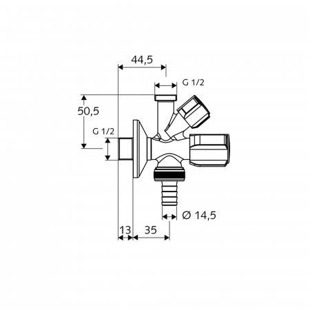 Robinet coltar cu stut, 1/2" x 1/2" x 3/4", cromat, Schell Comfort [1]