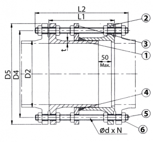 Compensator de montaj, DN300, PN10, Tecofi JT4202 [1]