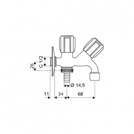 Robinet dublu de serviciu combinat, 1/2", Schell [1]