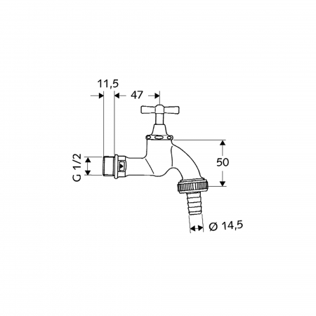 Robinet dublu de serviciu, 1/2", cromat mat, cu rozeta in forma de cruce, Schell [1]