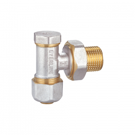 Tevi, fitinguri, robineti si accesorii - Robinet radiator retur cu racord PEX, Ø 16 mm x 1/2 tol, coltar, Everpro