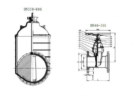 Robinet sertar cauciucat corp plat, DN80, PN16, Vaeske [1]