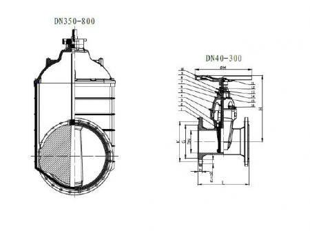 Robinet sertar cauciucat corp plat, DN125, PN16, Vaeske [1]