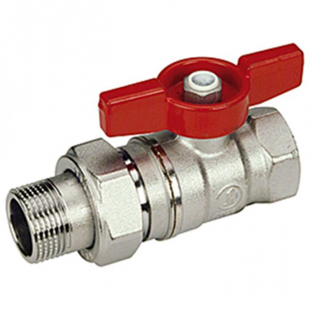 Robineti, racorduri si aerisitoare - Robinet sfera cromat cu holender, maner fluture, rosu 1"x1" R259X007