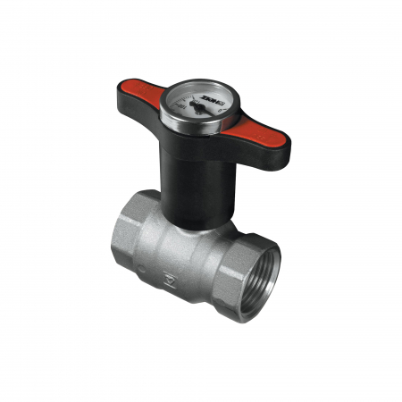 Tevi, fitinguri, robineti si accesorii - Robinet sferic, 5/4", cu maner rosu si cu termometru, Herz