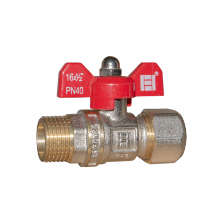 Robineti, racorduri si aerisitoare - Robinet trecere cu fluture pentru pexal, Ø16 x 1/2 tol filet exterior, Everpro