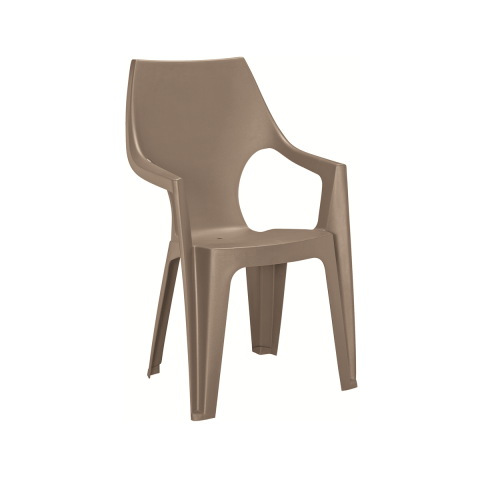 Casa si gradina - Scaun de terasa polipropilena Keter spatar inalt culoare cappuccino colectia Dante rezistent la intemperii usor stivuibil dimensiuni 57x57x89 cm