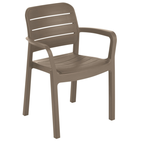 Casa si gradina - Scaun de gradina plastic Keter spatar cappuccino suprapozabil rezistent la raze UV 53 x 58 x 83 cm