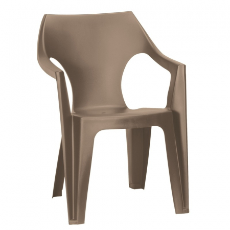 Mobilier de gradina - Scaun din plastic, cappuccino, cu spatar scund, Keter Dante
