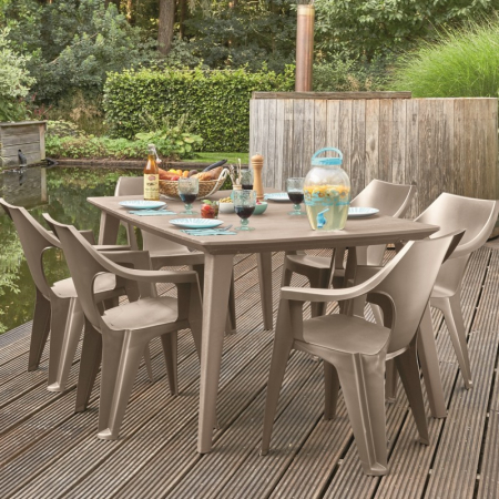 Scaun din plastic, cappuccino, cu spatar scund, Keter Dante [2]