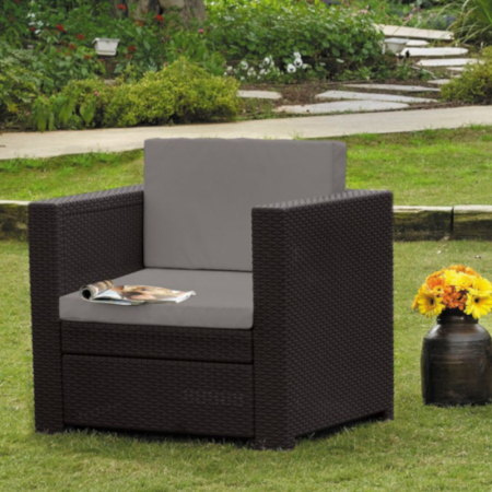 Mobilier de gradina - Scaun imitatie rattan, maro, Keter Provence