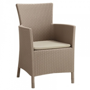 Mobilier de gradina - Scaun pentru gradina, cappucino, imitatie de ratan, Keter Iowa