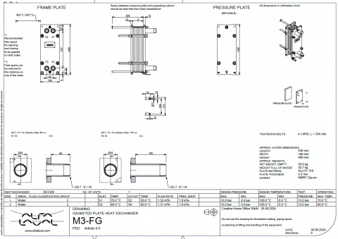 Schimbator de caldura cu placi 30 kw ALFA LAVAL M3-FG 23 placi, ALLOY 316 [1]