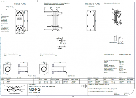 Schimbator de caldura cu placi 56,4 kw ALFA LAVAL M3-FG 20 placi, ALLOY 316 [1]
