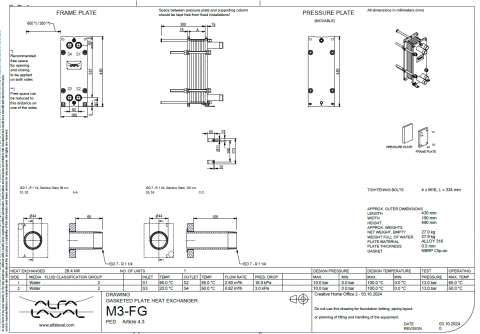 Schimbator de caldura cu placi 28,4 kw ALFA LAVAL M3-FG 10 placi, ALLOY 316 [1]