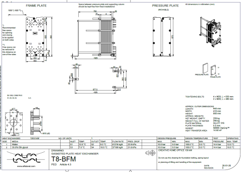 Schimbator de caldura cu placi 130 kW, ALFA LAVAL T8-BFM  placi, ALLOY 316 [2]