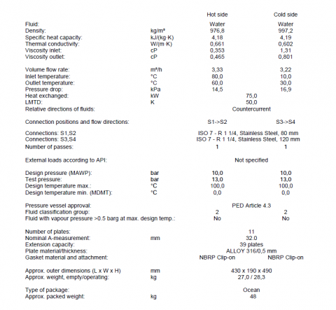 Schimbator de caldura cu placi 75 kw ALFA LAVAL M3-FG 11 placi, ALLOY 316 [1]
