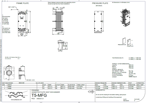 Schimbator de caldura cu placi ALFA LAVAL T5-MFG 51PL - 580 kW [2]