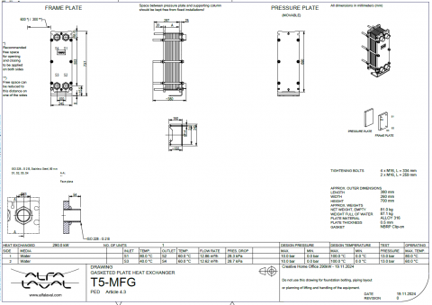 Schimbator de caldura cu placi ALFA LAVAL T5-MFG 23PL - 290 kW [2]