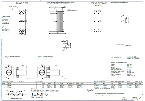 Schimbator de caldura in placi ALFA-LAVAL model - TL3-BFG, 13 plates, ALLOY 316 - 32 kW [1]