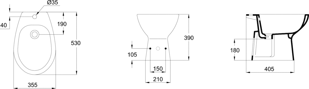 Bideu stativ 355 x 530 x 390 mm Ideal Standard gama Eurovit [1]