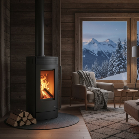 Semineu pe lemne Termax Sienna 6 kW cu geam panoramic si cos 150 mm [3]