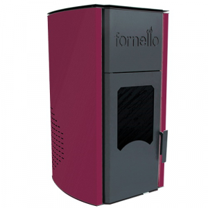 Termoseminee pe peleti/lemn - Termosemineu pe peleti Fornello model Royal 25 kw, visiniu, tiraj fortat, complet echipat, telecomanda, automatizare