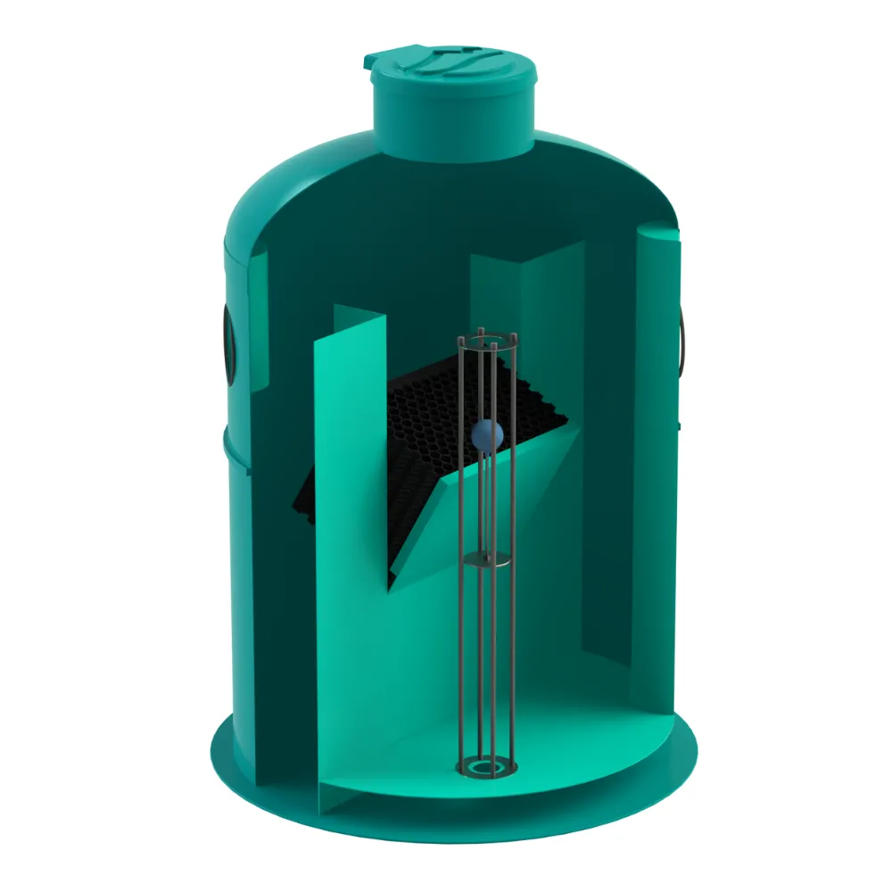 Instalatii de apa si canalizare - Separator hidrocarburi GRP OilBase OB2-10LS D1800 H2515 TN2000 D.160 dubla trapa de namol Vodaland gama Clean