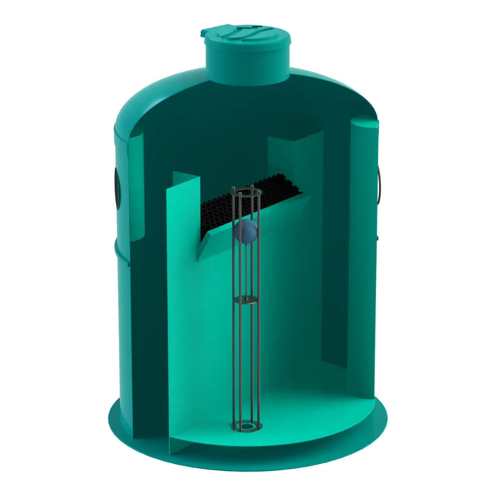 Instalatii de apa si canalizare - Separator hidrocarburi GRP OilBase OB2-20LS D2400 H2770 TN4000 D.200 dubla trapa de namol Vodaland gama Clean