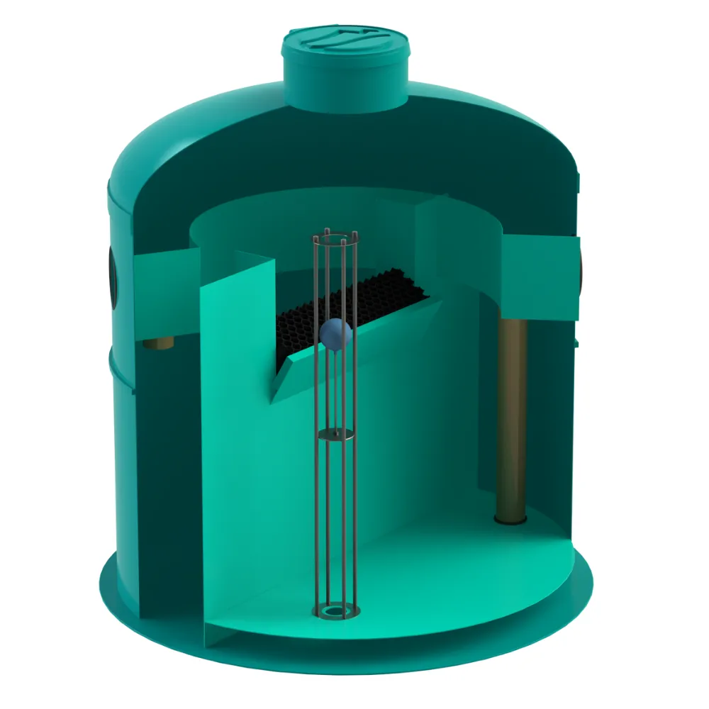 Instalatii de apa si canalizare - Separator hidrocarburi GRP OilBase OB2-25(125)LS D2400 H3170 TN5000 D.400 dubla trapa de namol Vodaland gama Clean