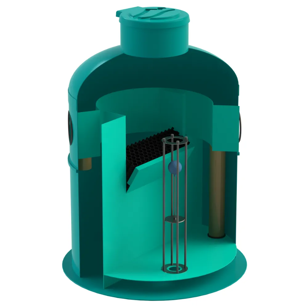 Instalatii de apa si canalizare - Separator hidrocarburi GRP OilBase OB2-6(30)LS D1600 H2115 TN1200 D.250 dubla trapa de namol Vodaland gama Clean
