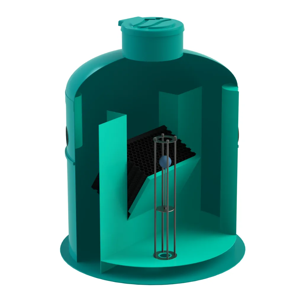 Instalatii de apa si canalizare - Separator hidrocarburi GRP OilBase OB2-8LS D1800 H2115 TN1600 D.160 dubla trapa de namol Vodaland gama Clean