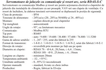 ServoMotor jaluzele Regin, cu resort 7Nm 24Vca Modbus RTU [1]