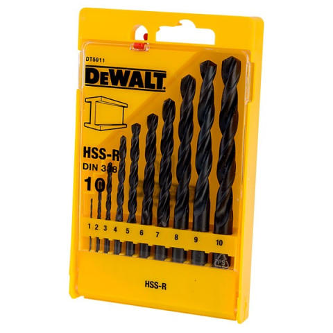 Scule si dispozitive de lucru - Set 10 burghie DeWALT DT5911 metal HSS-R 1-10mm