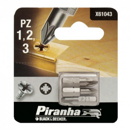 Masini de gaurit si insurubat - Set 3 Biti PZ 1-2-3 Black+Decker X61043