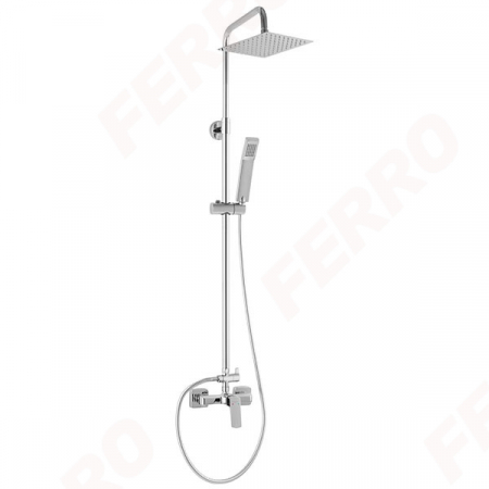 Baterii monocomanda - Set 2 în 1 Ferro Vitto VerdeLine: baterie perete dus BVI7UVL si set complet dus, crom