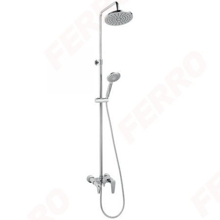 Baterii monocomanda - Set 2 in 1 Ferro Algeo: baterie perete cada/dus cu set bara dus cu suport culisant, dus fix si para dus mobila, crom